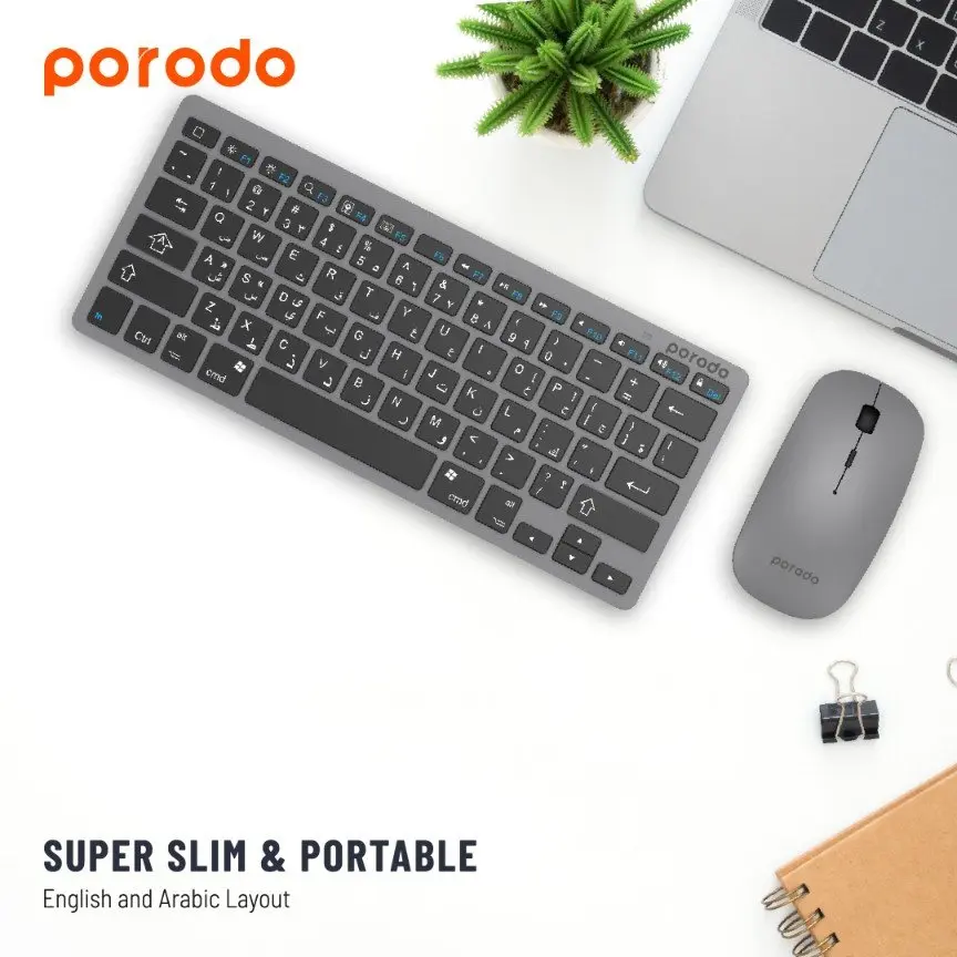 Porodo Wireless Super Slim and Portable Bluetooth Keyboard with Mouse