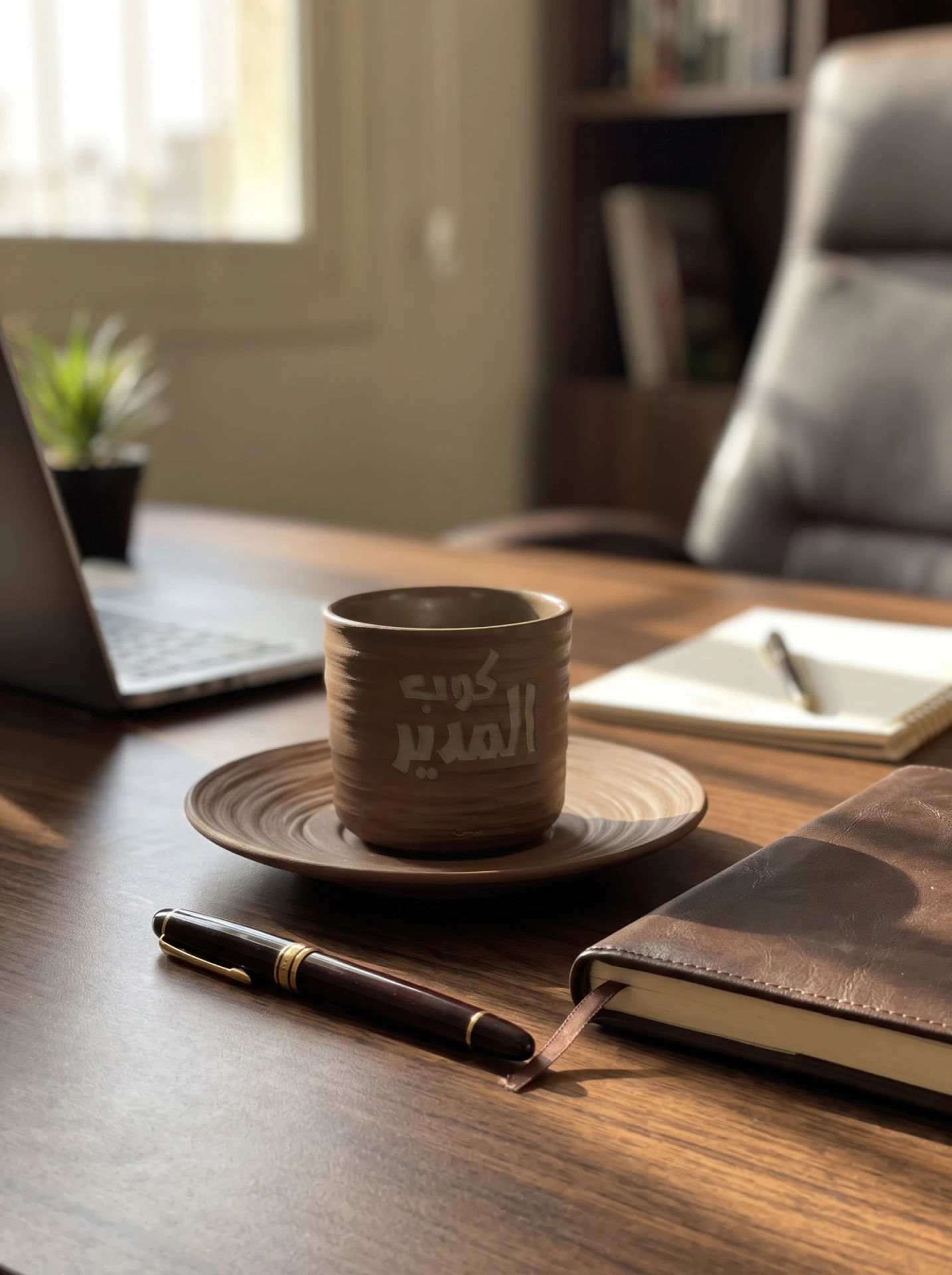 كوب بني مع صحن 150 مل