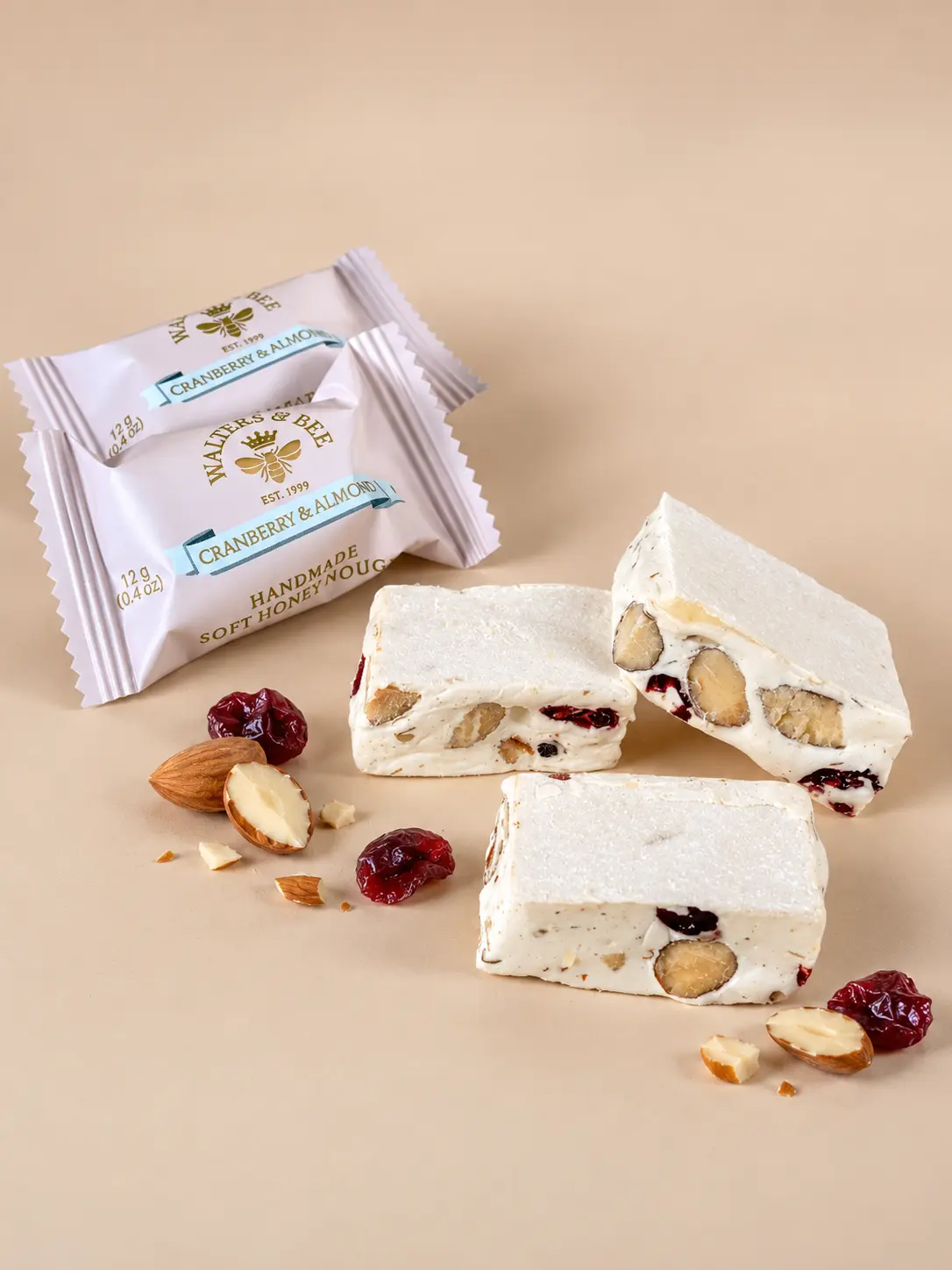 Honey, Cranberry, and Almond Nougat
