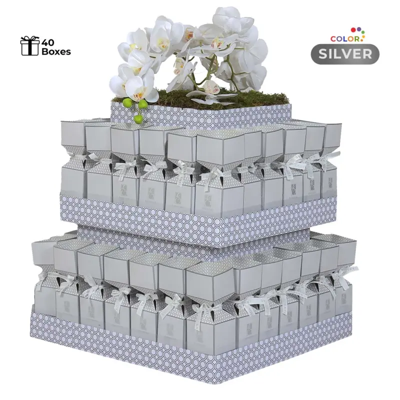 Square giveaway stand Silver (40 Boxes)