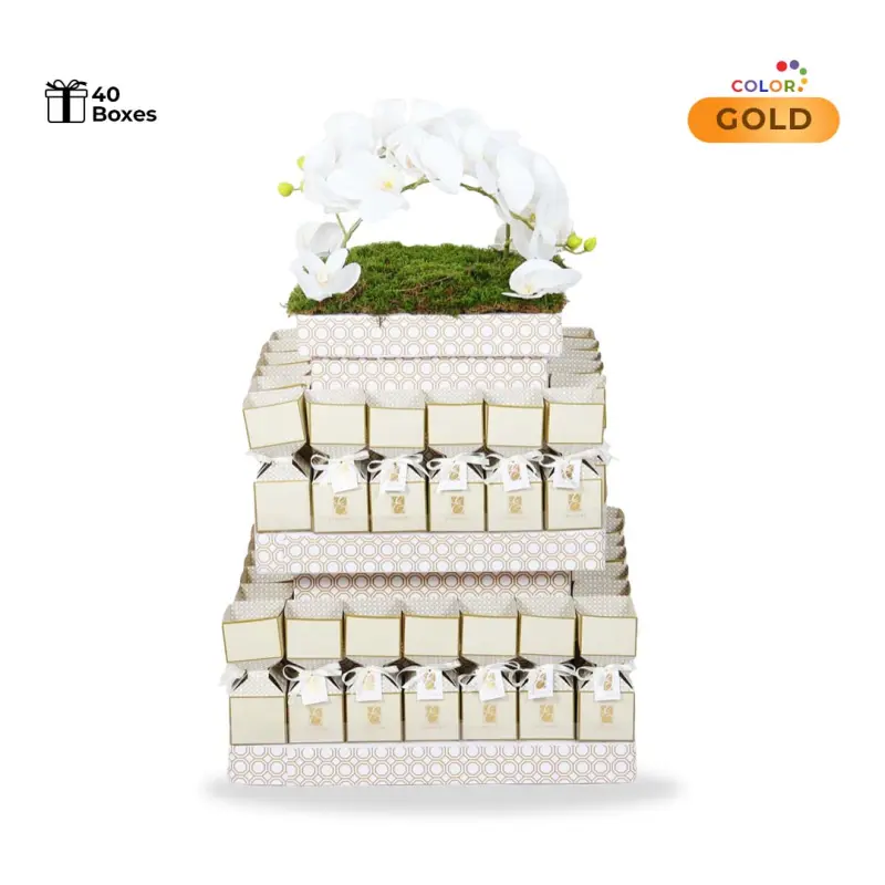 Square giveaway stand Gold  (40 Boxes)
